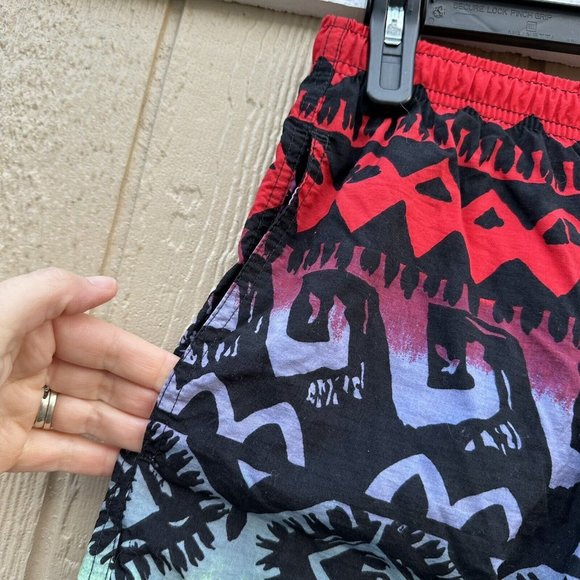 Vintage Hobie Red Purple Green Black Swim Shorts Bathing Suit Trunks Size Large - Picture 3 of 7